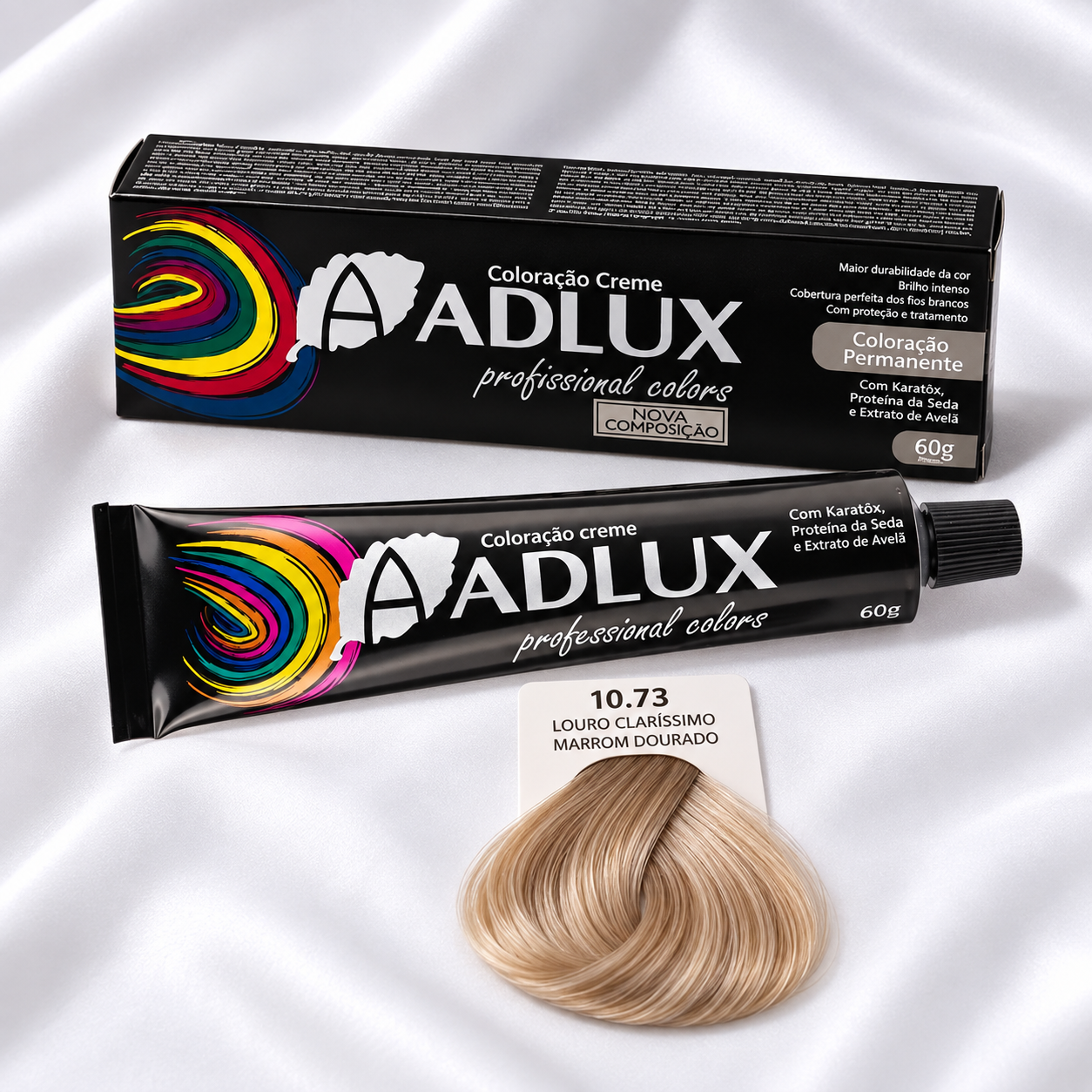 Coloração Creme Adlux 10.73 Louro Clarissimo Marrom Dourado - 60g